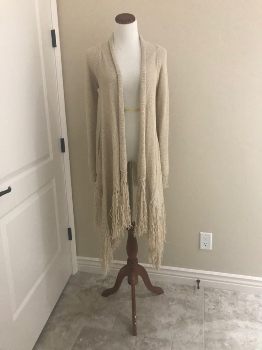 BCBGMAXAZRIA Women’s Bohemian Sweater with Fringe Detailing, Size S, NWT, $248